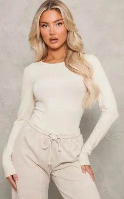 Stone Basic Long Sleeve Crew Neck Bodysuit