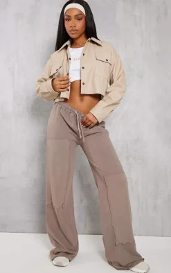 Stone Basic Patch Pocket Front Cropped Faux Leather Jacket