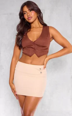 Stone Belt Detail Tailored Mini Skirt