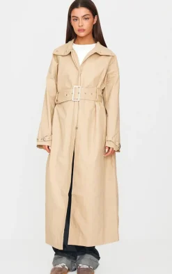 Stone Belted Cuff Detail Trench Coat