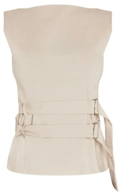 Stone Bengaline Boatneck Buckle Detail Long Top