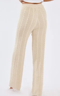Stone Cable Knit Wide Leg Pants