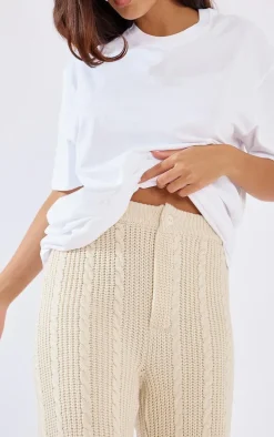 Stone Cable Knit Wide Leg Pants