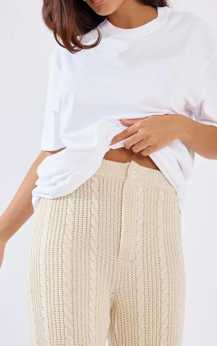 Stone Cable Knit Wide Leg Pants