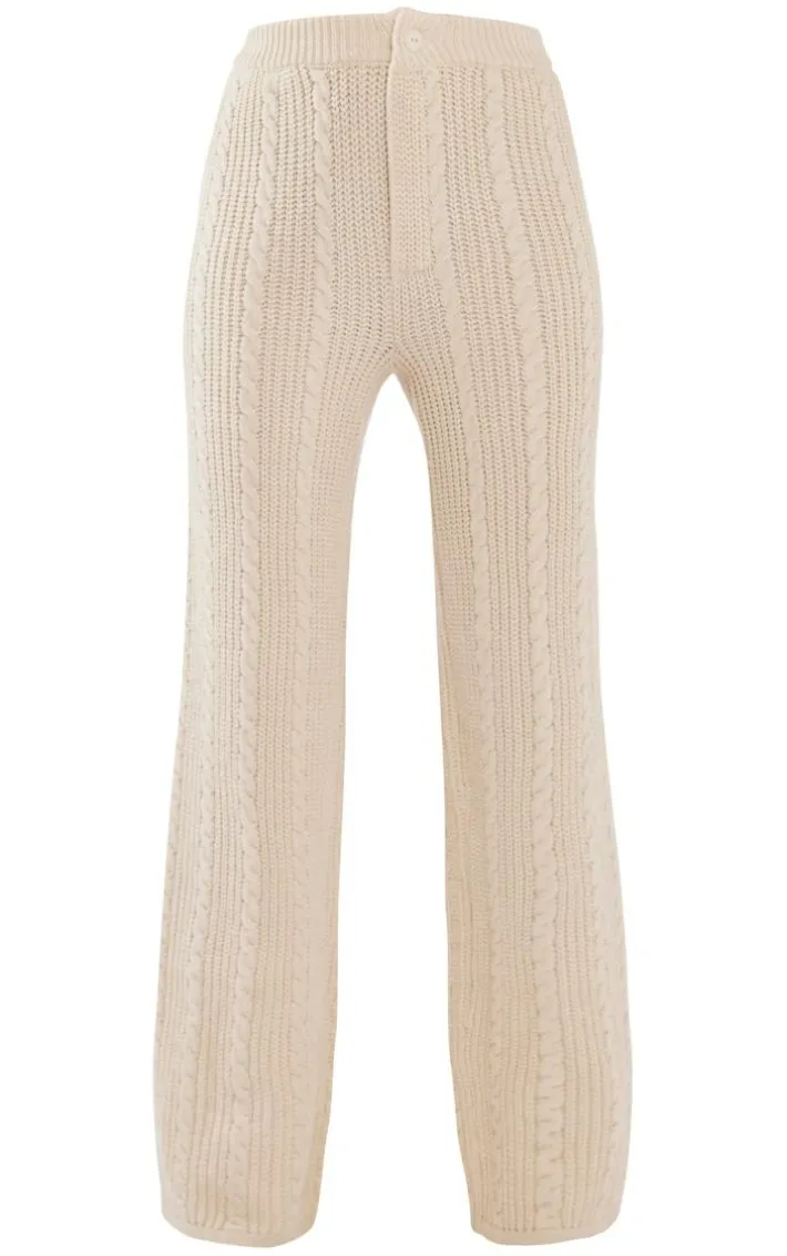 Stone Cable Knit Wide Leg Pants