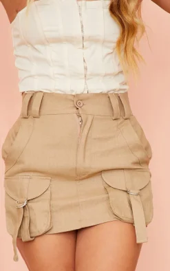 Stone Cargo Pocket Detail Micro Mini Skirt