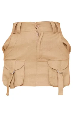 Stone Cargo Pocket Detail Micro Mini Skirt