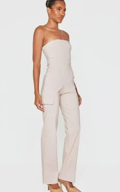 Stone Cargo Style Corset Bandeau Jumpsuit