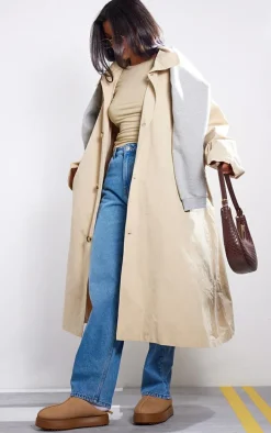 Stone Collar Detail Trench Coat