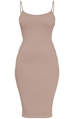 Stone Contour Seamless Rib Strappy Midi Dress