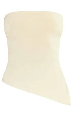 Stone Contour Slinky Bandeau Asymmetric Split Hem Longline Top