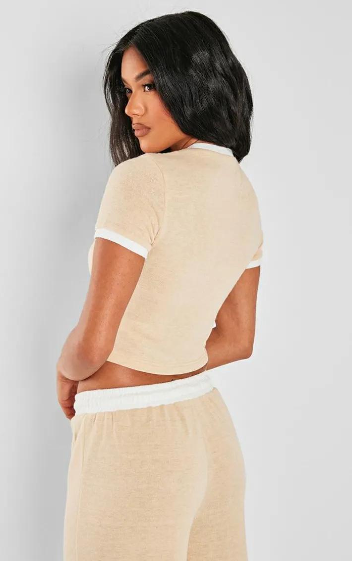 Stone Contrast Short Sleeve Top