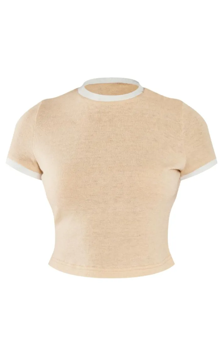 Stone Contrast Short Sleeve Top