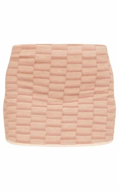 Stone Contrast Textured Knit Mini Skirt