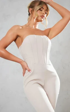 Stone Corset Bandeau Flared Jumpsuit