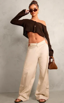 Stone Cotton Cut Out Tie Side Pants