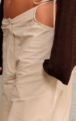 Stone Cotton Cut Out Tie Side Pants