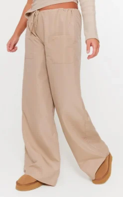 Stone Cotton Poplin Low Rise Lightweight Cargo's