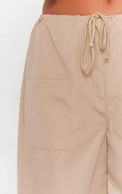 Stone Cotton Poplin Low Rise Lightweight Cargo's