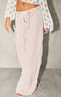 Stone Crinkle Satin Wide Leg Pants