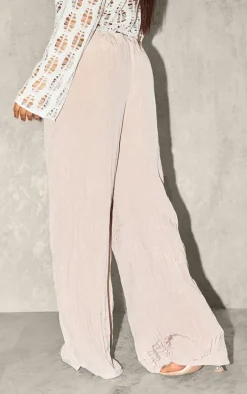 Stone Crinkle Satin Wide Leg Pants