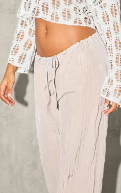 Stone Crinkle Satin Wide Leg Pants