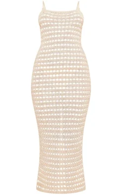 Stone Crochet Strappy Maxi Dress