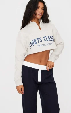 Stone Crop Half Zip Embroided Sweatshirt