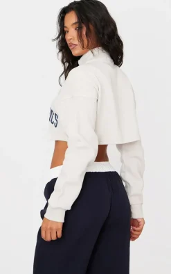 Stone Crop Half Zip Embroided Sweatshirt