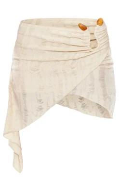 Stone Distressed Textured Handkerchief Hem Bead Trim Mini Skirt