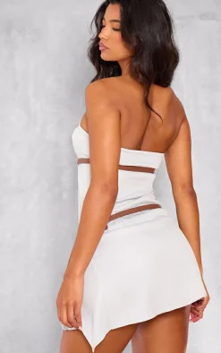 Stone Double Belt Bandeau Pleated Mini Dress