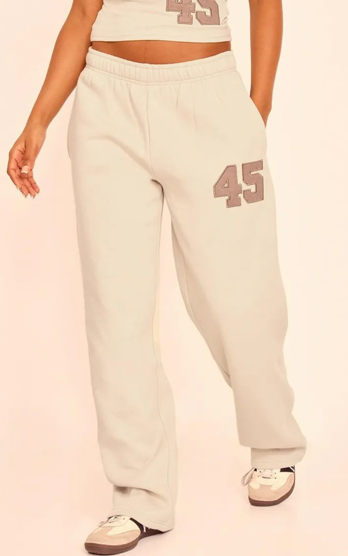 Stone Embroidered 45 Graphic Wide Leg Sweatpants