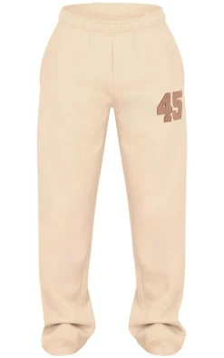 Stone Embroidered 45 Graphic Wide Leg Sweatpants
