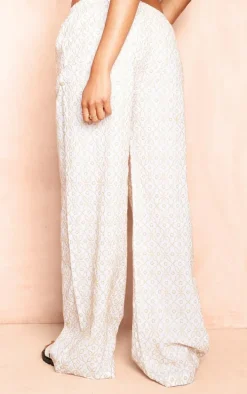 Stone Embroidered Pattern Drawstring Waist Pants