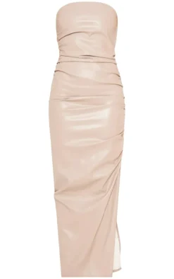Stone Faux Leather Bandeau Maxi Dress