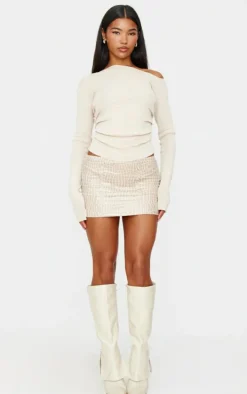 Stone Faux Leather Croc Micro Mini Skirt