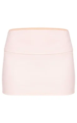 Stone Faux Leather Fold Over Waist Mini Skirt