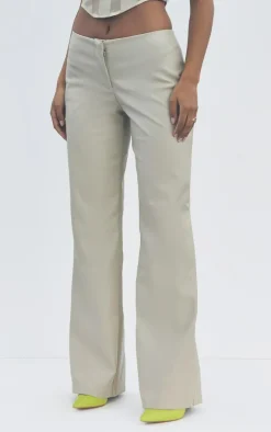 Stone Faux Leather Low Rise Wide Leg Pants