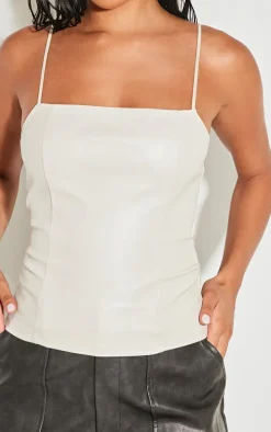 Stone Faux Leather Strappy Cami Top