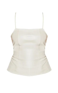 Stone Faux Leather Strappy Cami Top