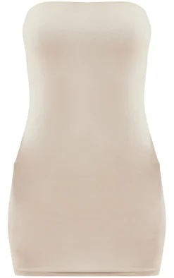 Stone Faux Suede Bandeau Bodycon Dress