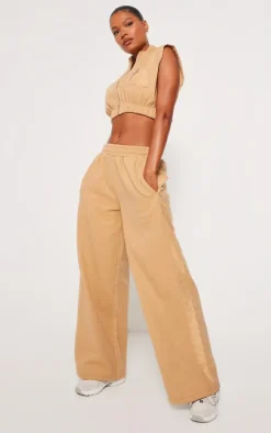 Stone Fleece Contrast Pocket Cropped Vest