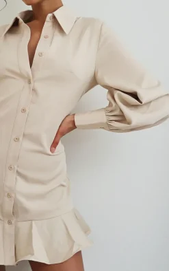 Stone Frill Hem Shirt Dress