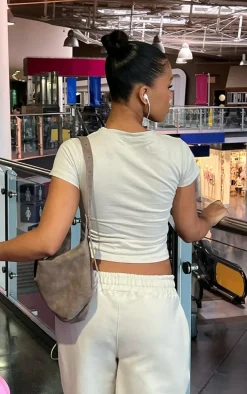 Stone Heart Embossed Fitted T Shirt