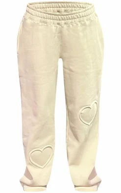 Stone Heart Embossed Wide Leg Sweatpants
