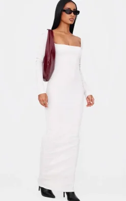 Stone Heavy Ribbed Square Neck Maxi Dress