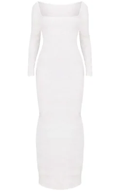 Stone Heavy Ribbed Square Neck Maxi Dress