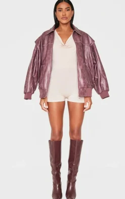 Stone Jersey Cowl Neck Romper