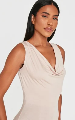 Stone Jersey Cowl Neck Romper