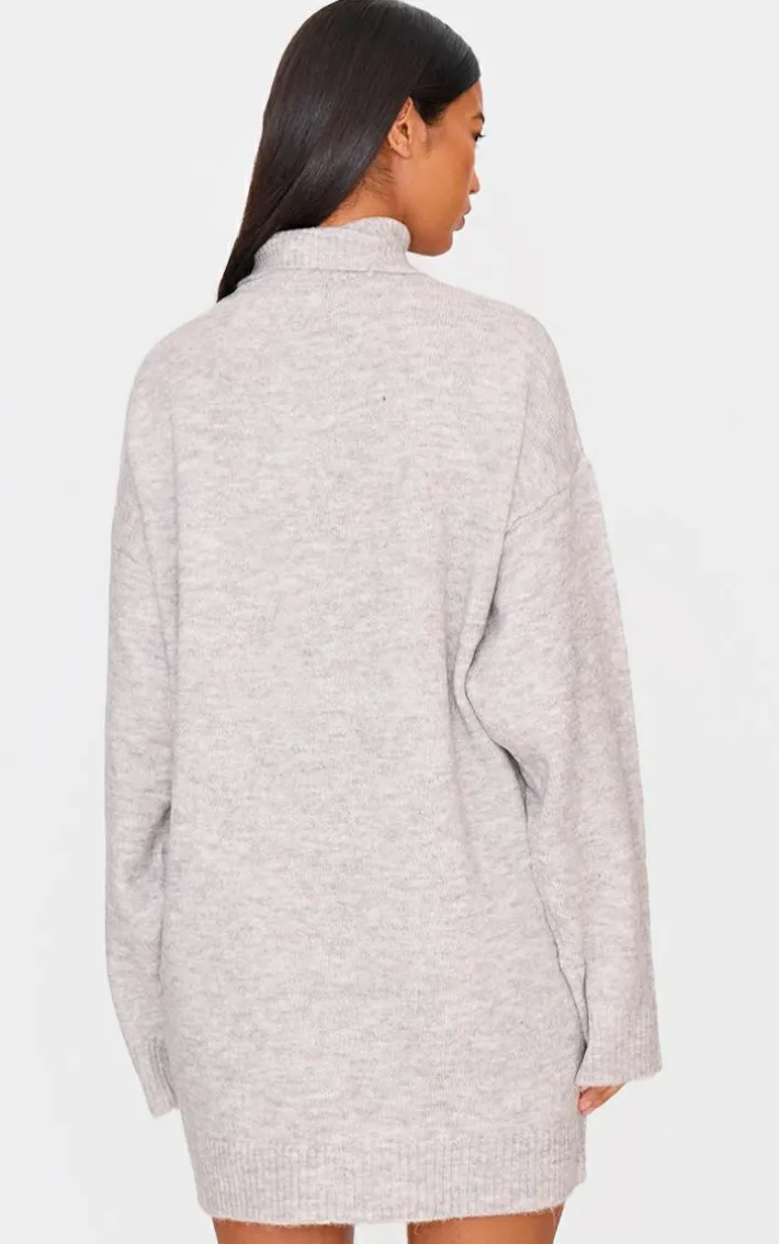 Stone Knitted Slouchy Sweater Dress